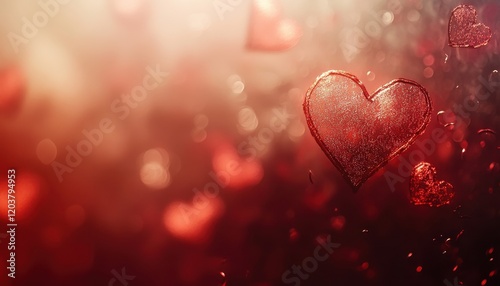 Red Sparkling Hearts Valentine's Day Background