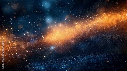 Mesmerizing cosmic dust wave: luminous glow and twinkling particles in motion