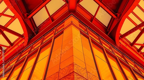 Abstract orange architecture corner.