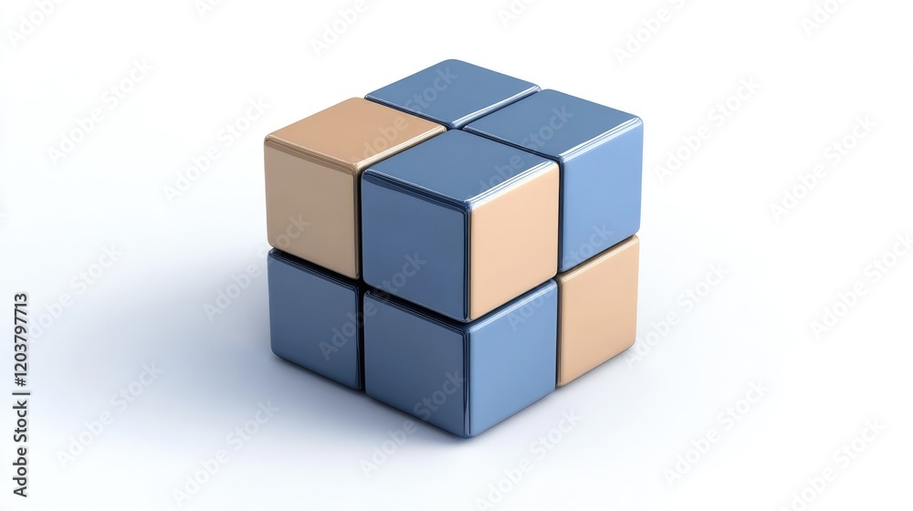 Obraz premium A rotating data cube with shifting segments, representing synthetic data creation.