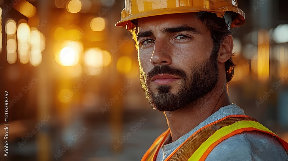 Portrait of a Confident Construction Worker at Sunset Portrait of a Confident Construction Worker at Sunset