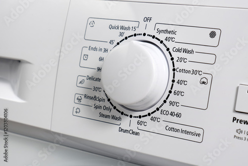 Valokuva Close-up of the control panel of a modern washing machine gray color