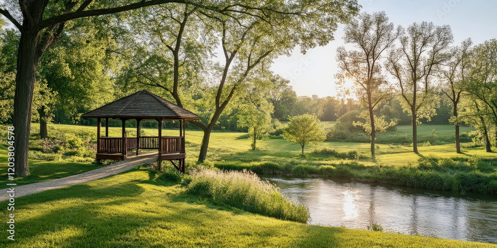 Obraz premium A professional photographer capturing a coupleâ€™s wedding portraits in a serene outdoor location, creativity and emotion in photography