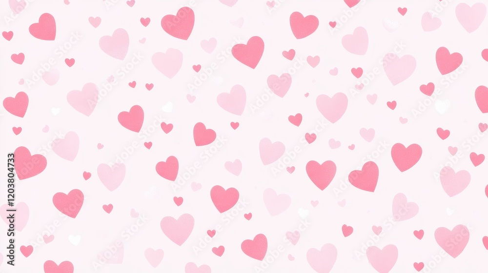 Scattered Pink Hearts on Light Background Romantic Pattern Scattered Pink Hearts on Light Background Romantic Pattern