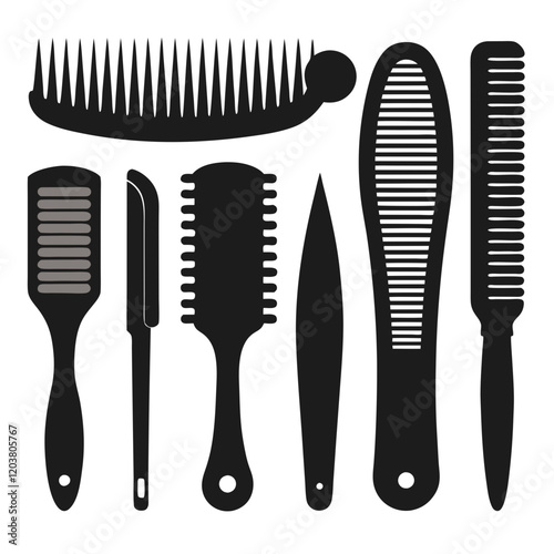 Black and White Silhouette Set of Barber Shop Tools