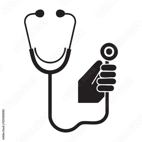 A stylish and modern stethoscope icon designed in flat style. Minimalistic and easy to use for any medical-related project, including websites, mobile apps, brochures, or healthcare branding.