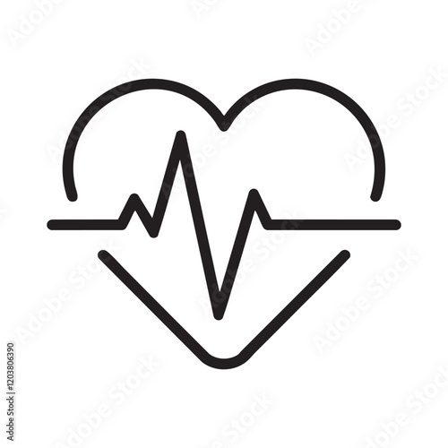 A sleek heart icon featuring a heartbeat (EKG) line running through it, designed in a modern flat style. Perfect for medical, healthcare, and wellness-related designs or branding.