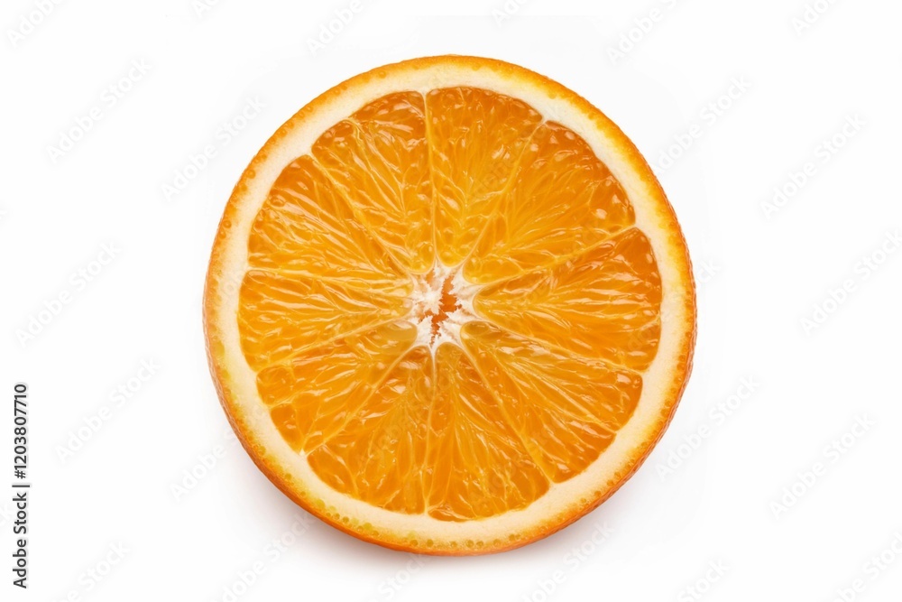 Orange fruit slice isolated on white background. Top view. Flat lay. Orange fruit slice isolated on white background. Top view. Flat lay.