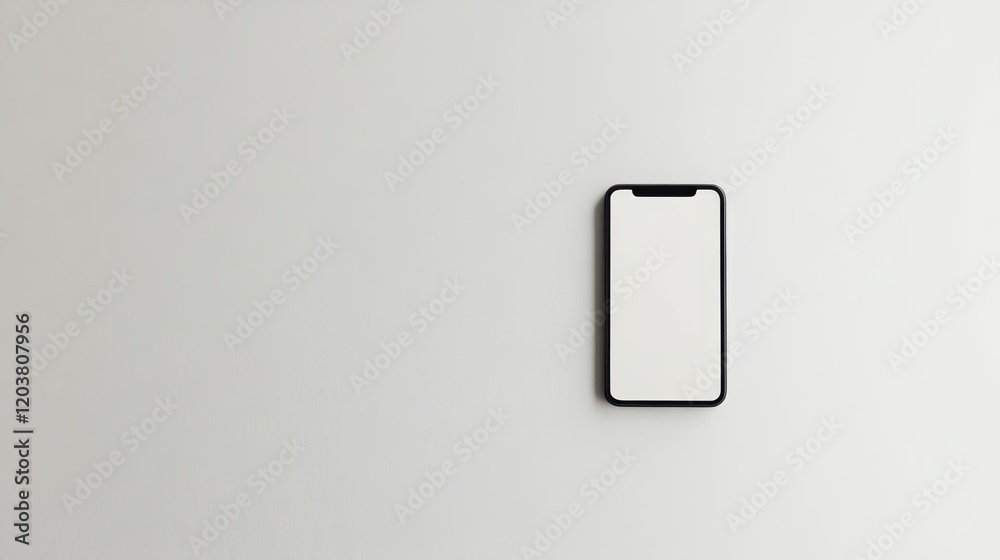 Blank mockup template of a smartphone on a minimalist white background, with soft reflections and simple textures. Blank mockup template of a smartphone on a minimalist white background, with soft reflections and simple textures.