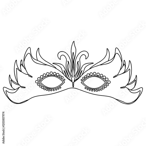 Outline mask for carnival, coloring page on the theme of Mardi Gras or Brazilian festival for activity or design