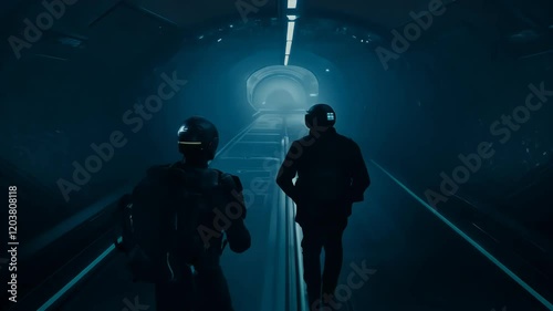 innen gang durch dunkles raumschiff ein spaceship interior indoor futuristic room background waddle hallway three-dimensional black metallic art tunnel science fiction science fiction ground hallway photo