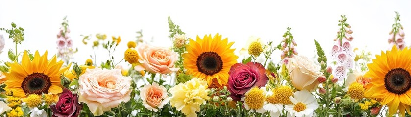 Vibrant Summer Floral Arrangement with Sunflowers and Roses