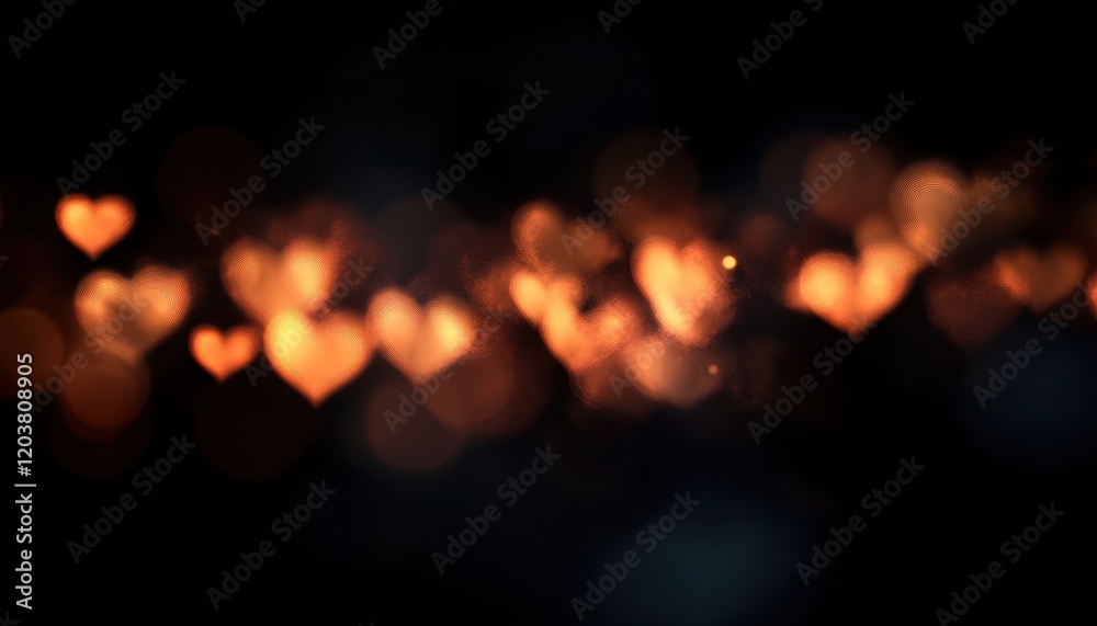 Fototapeta premium Warm Heart-Shaped Lights Abstract Background