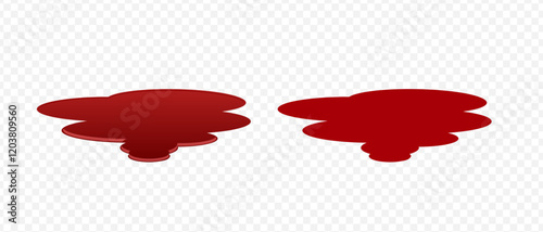 Puddle of blood. Bloodstain on the floor. Puddle of red paint. Human blood. Dripping with blood. Traces of crime