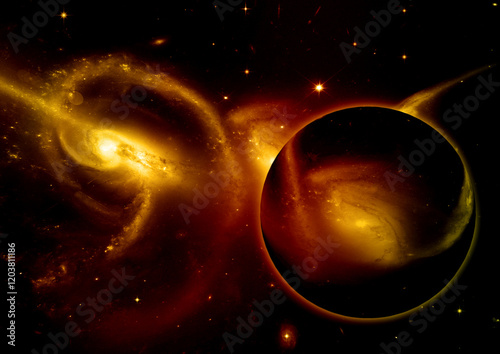 Wallpaper Mural Stars. of a planet and galaxy in a free space Elements of this image furnished by NASA Torontodigital.ca