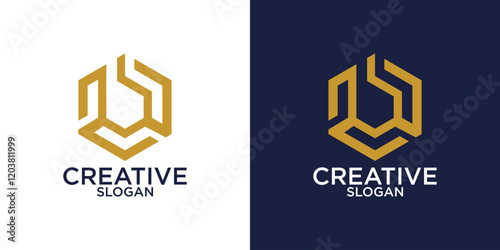 letter b bee hive hexagon logo vector
