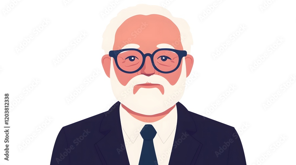Elderly Leader Icon Representing Wisdom and Experience in Flat Design Elderly Leader Icon Representing Wisdom and Experience in Flat Design