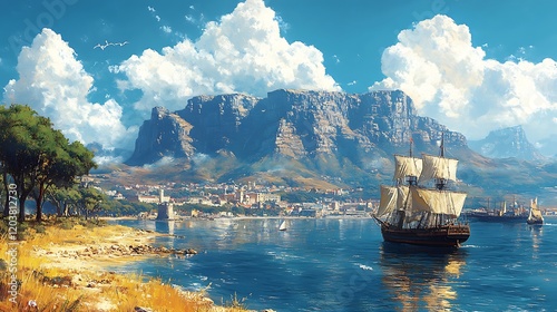 Cape Town Harbor During Colonial Trade Era