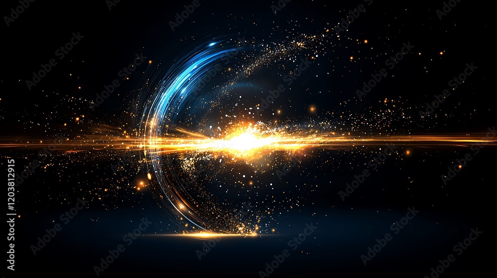 Obraz premium Glowing energy swirl, cosmic explosion, dark background, abstract art, website banner