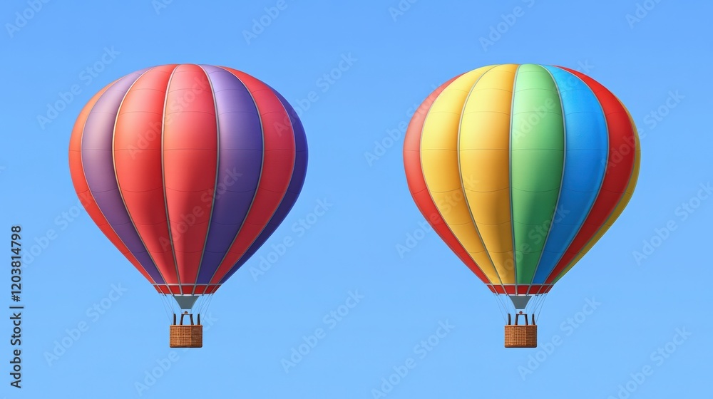 Fototapeta premium vibrant hot air balloons floating in a clear blue sky creating a cheerful and uplifting scene