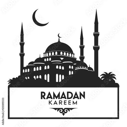 Ramadan Kareem background with mosque silhouette vector illustration