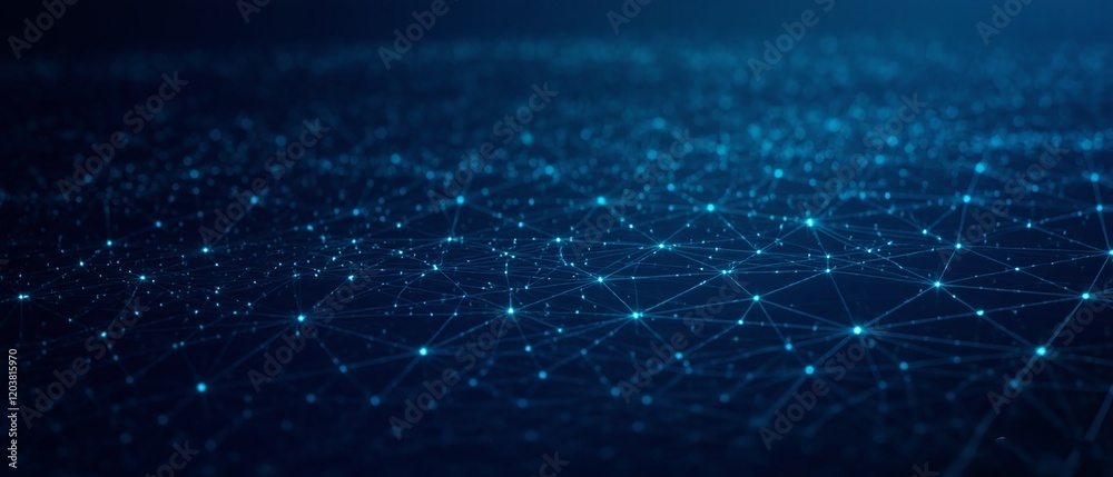 Obraz premium 3D Futuristic Digital Network Background with Connecting Dots and Lines for Presentation Design. Made with generative AI