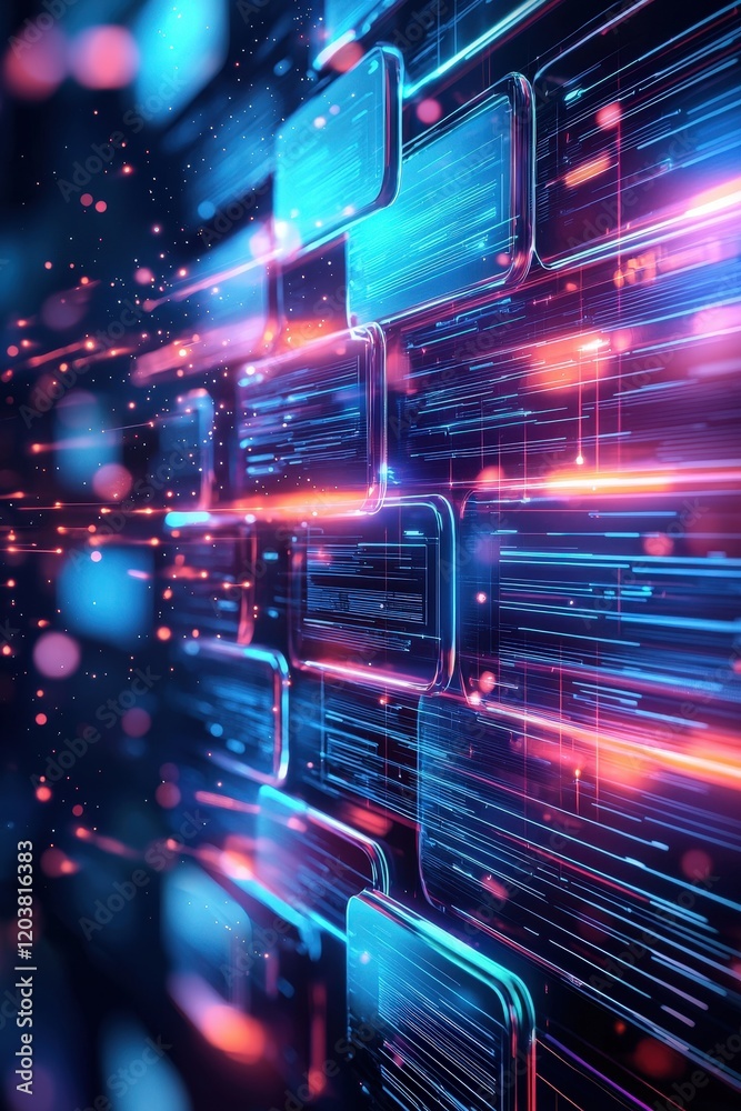 Abstract Digital Wall with Colorful Lights and Effects Abstract Digital Wall with Colorful Lights and Effects