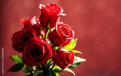 A St. Valentine abstract, simple bouqut of roses wiht depth of field background. photo