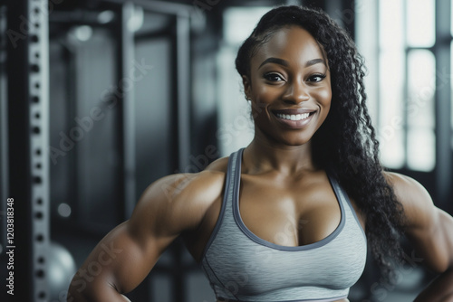 A man and woman is healthily at gym fitness with fit body enjoy sport 