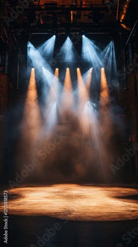 Lighting design creates dramatic atmosphere on a stage for a performance