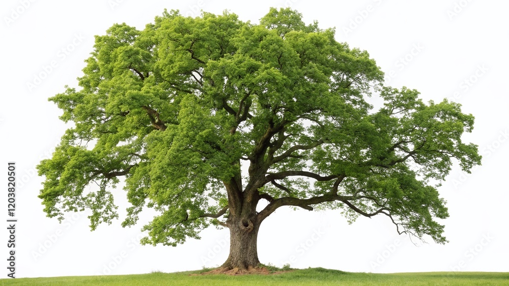 Obraz premium Majestic Oak Tree Isolated on White Background - Perfect for Nature Designs & Compositions