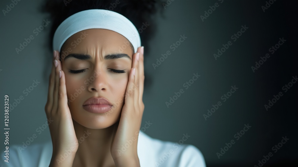 Woman Holding Her Head in Stressful or Intense Situations Woman Holding Her Head in Stressful or Intense Situations