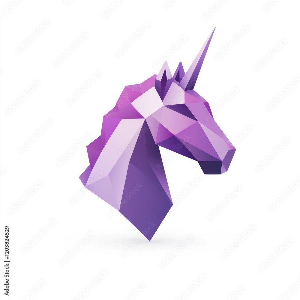 Geometric unicorn head, stylized, digital art, graphic design, backgroundless Geometric unicorn head, stylized, digital art, graphic design, backgroundless
