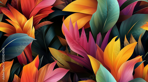 Wallpaper Mural Colorful tropical foliage with a variety of leaves creating a lush and vibrant background Torontodigital.ca