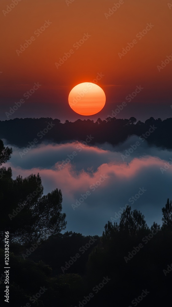 Majestic sun over turbulent ocean waves at dusk in a serene atmosphere Majestic sun over turbulent ocean waves at dusk in a serene atmosphere