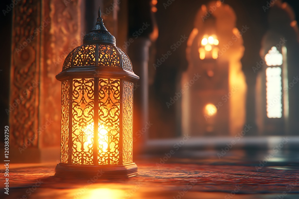 A Beautifully Designed Ramadan Lantern with Intricate Patterns. A Beautifully Designed Ramadan Lantern with Intricate Patterns.