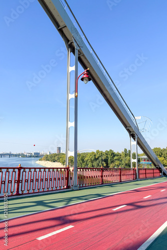 Pedestrian bridge over Dnypro river in Kyiv, Ukraine
 photo