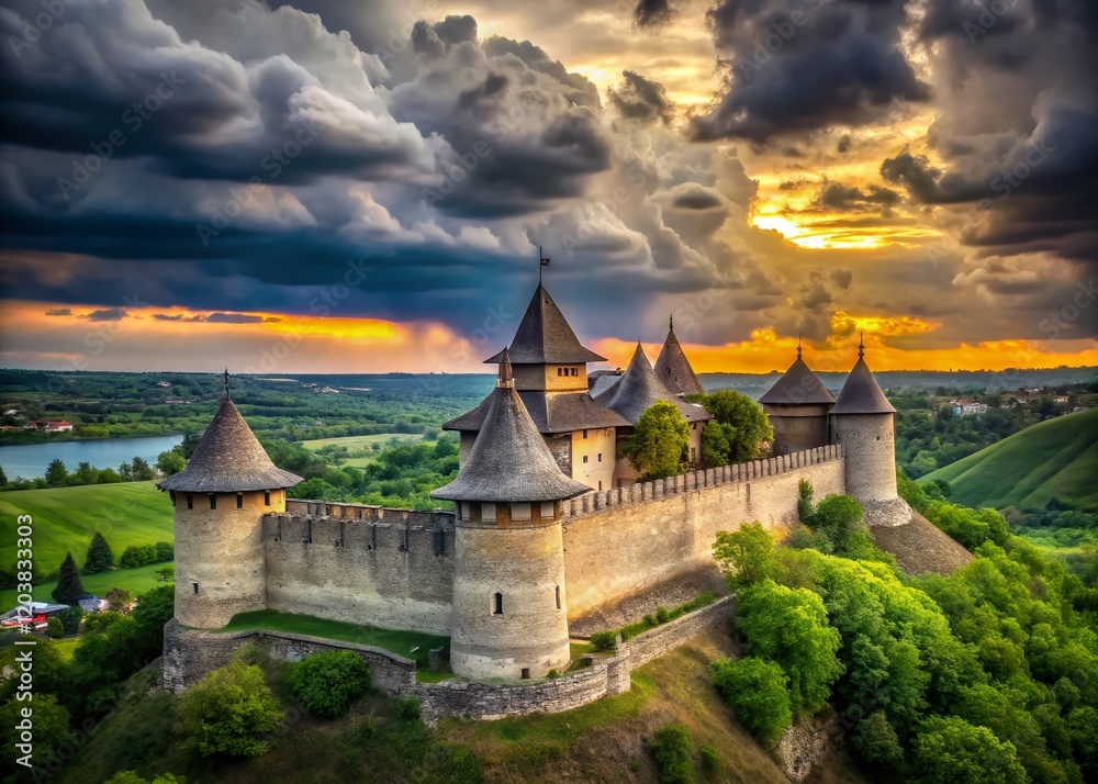 Fototapeta premium Medieval Soroca Fortress, Moldova: Architectural Details & Landscape