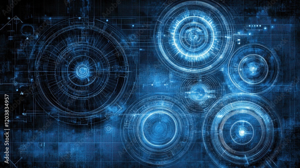 Obraz premium Abstract Digital Technology Interface Design Concentric Circles