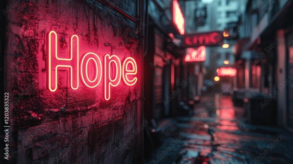 A neon sign glowing with A neon sign glowing with