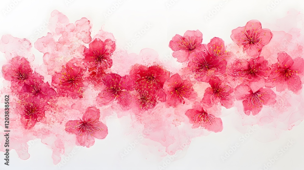Delicate Watercolor Painting of Pink Blossoms