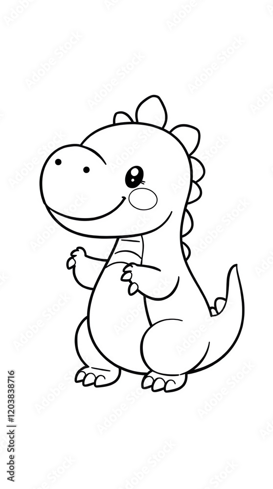 Obraz premium Generative AI. Dinosaur Coloring Page For Kids In Cute Style. Vertical. Ready To print