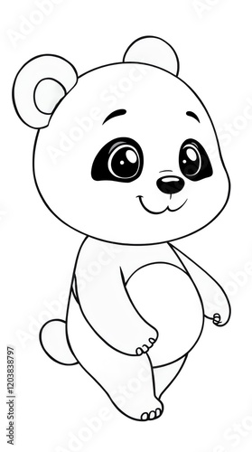 Generative AI. Panda Coloring Page For Kids In Cute Style. Vertical. Ready To print