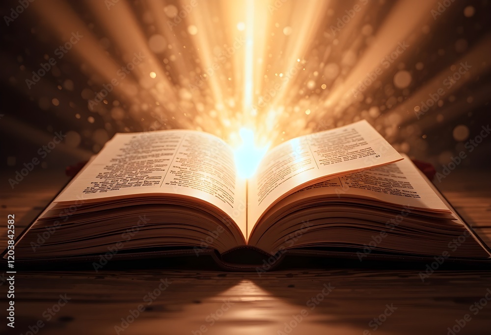 Fototapeta premium An open book with illuminated pages