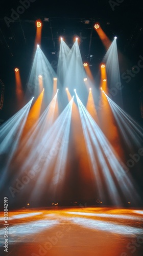 Lighting design creates dramatic atmosphere on a stage for a performance