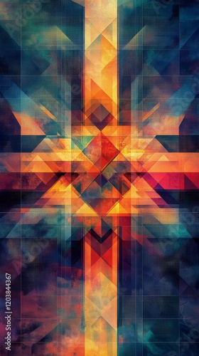 Colorful geometric abstract design with vibrant shapes and patterns