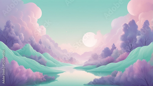 A pastel gradient transitioning from mint green to lavender, evoking a dreamy vibe