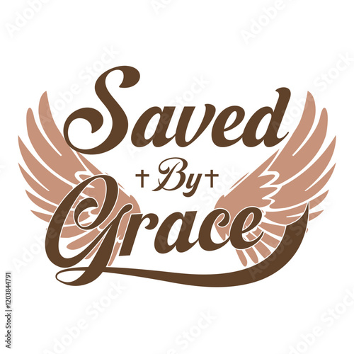 Saved by Grace, Christian Typography with Elegant Script