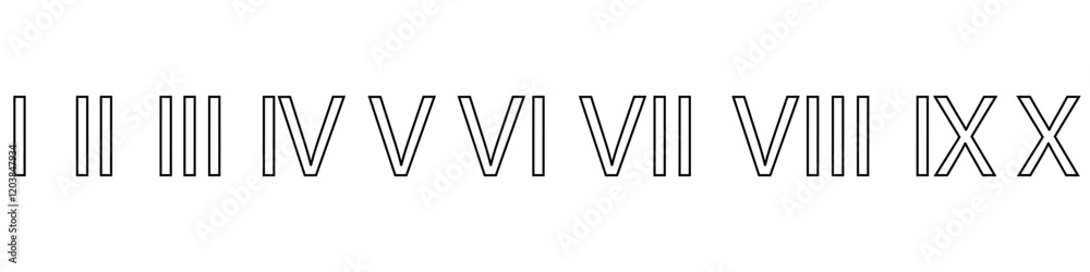 Roman numerals icon vector set. Dial illustration sign collection. Numbers symbol or logo. Roman numerals icon vector set. Dial illustration sign collection. Numbers symbol or logo.