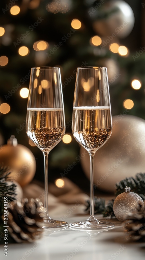 Toasting with sparkling beverages in a cozy, festive setting Toasting with sparkling beverages in a cozy, festive setting
